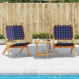 Folding garden chairs 2 pcs acacia wood and blue fabric by vidaXL, Garden chairs - Ref: Foro24-366512, Price: 96,99 €, Discou...