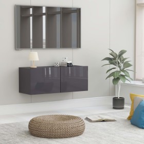 Glossy gray plywood TV cabinet 80x30x30 cm by vidaXL, TV Furniture - Ref: Foro24-801480, Price: 59,47 €, Discount: %