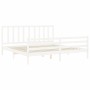 Estructura cama de matrimonio con cabecero madera maciza blanco de vidaXL, Camas y somieres - Ref: Foro24-3193872, Precio: 15...