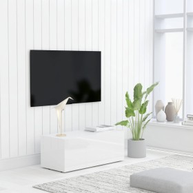 Glossy white plywood TV cabinet 80x34x30 cm by vidaXL, TV Furniture - Ref: Foro24-801865, Price: 70,99 €, Discount: %