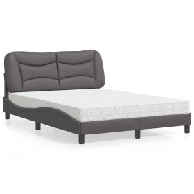 Bed with gray synthetic leather mattress 120x200 cm by vidaXL, Beds and slatted bases - Ref: Foro24-3208713, Price: 380,80 €,...