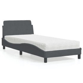 Cama con colchón terciopelo gris oscuro 90x200 cm de vidaXL, Camas y somieres - Ref: Foro24-3208332, Precio: 233,22 €, Descue...