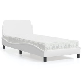 Bed with white synthetic leather mattress 90x190 cm by vidaXL, Beds and slatted bases - Ref: Foro24-3208318, Price: 242,36 €,...