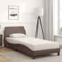 Bed with brown synthetic leather mattress 90x200 cm by vidaXL, Beds and slatted bases - Ref: Foro24-3208339, Price: 258,53 €,...