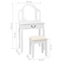 Dresser and stool made of paulownia wood and white MDF, measuring 65x36x128 cm. by vidaXL, Bedroom Dressers - Ref: Foro24-289...