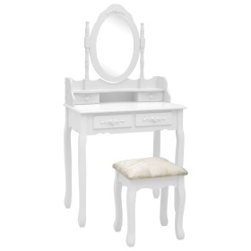 White paulownia wood dressing table and stool set 75x69x140cm by vidaXL, Bedroom Dressers - Ref: Foro24-289314, Price: 160,99...