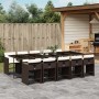 Garten-Essgruppe 11-teilig und braune synthetische Rattankissen von vidaXL, Gartensets - Ref: Foro24-3277880, Preis: 887,97 €...