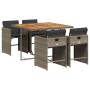 Set comedor de jardín 5 piezas con cojines ratán sintético gris de vidaXL, Conjuntos de jardín - Ref: Foro24-3277849, Precio:...