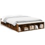 Estructura de cama madera de ingeniería roble ahumado 135x190cm de vidaXL, Camas y somieres - Ref: Foro24-3280591, Precio: 14...