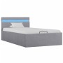 Hydraulic canapé bed with LED storage light gray fabric 90x200cm by vidaXL, Beds and slatted bases - Ref: Foro24-285606, Pric...