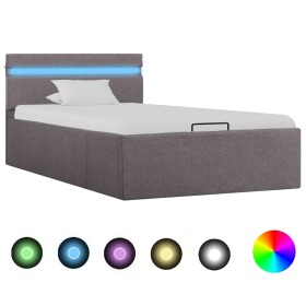 Hydraulic canape bed LED storage taupe fabric 100x200 cm by vidaXL, Beds and slatted bases - Ref: Foro24-285625, Price: 316,3...