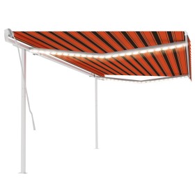 Toldo retráctil manual con LED naranja y marrón 5x3,5 m de vidaXL, Toldos - Ref: Foro24-3070065, Precio: 581,99 €, Descuento: %