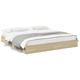 Sonoma oak engineered wood bed with drawers 180x200 cm by vidaXL, Beds and slatted bases - Ref: Foro24-3280638, Price: 169,98...