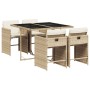 Set comedor de jardín 5 pzas con cojines ratán sintético beige de vidaXL, Conjuntos de jardín - Ref: Foro24-3277845, Precio: ...