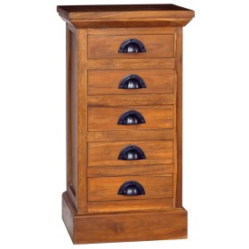 Solid teak wood 5-drawer cabinet 35x30x60 cm by vidaXL, Drawers - Ref: Foro24-289065, Price: 118,99 €, Discount: %