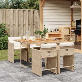 5-piece garden dining set with beige synthetic rattan cushions by vidaXL, Garden sets - Ref: Foro24-3277851, Price: 355,53 €,...