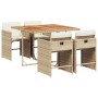 Set comedor de jardín 5 pzas con cojines ratán sintético beige de vidaXL, Conjuntos de jardín - Ref: Foro24-3277851, Precio: ...