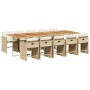 Set comedor de jardín 11 pzas con cojines ratán sintético beige de vidaXL, Conjuntos de jardín - Ref: Foro24-3277887, Precio:...