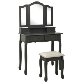 Gray paulownia wood dressing table and stool set 80x69x141 cm by vidaXL, Bedroom Dressers - Ref: Foro24-289321, Price: 117,20...