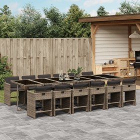 Garten-Essgruppe mit Kissen, 13-teilig, graues synthetisches Rattan von vidaXL, Gartensets - Ref: Foro24-3277891, Preis: 1,00...