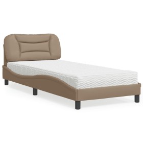 Cama con colchón cuero sintético capuchino 90x190 cm de vidaXL, Camas y somieres - Ref: Foro24-3208693, Precio: 278,99 €, Des...