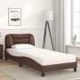 Bed with brown synthetic leather mattress 90x190 cm by vidaXL, Beds and slatted bases - Ref: Foro24-3208691, Price: 273,97 €,...