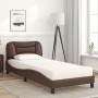 Bed with brown synthetic leather mattress 90x200 cm by vidaXL, Beds and slatted bases - Ref: Foro24-3208698, Price: 307,40 €,...