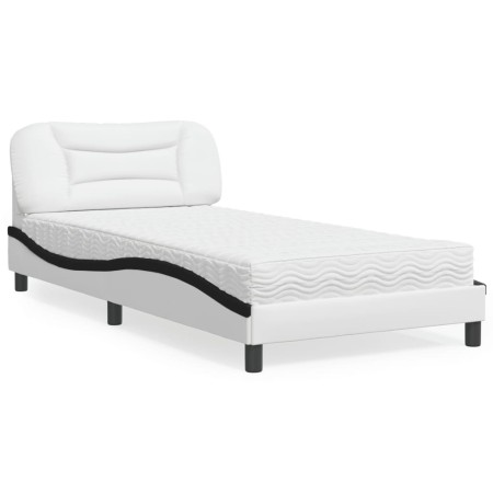 Cama con colchón cuero sintético blanco y negro 100x200 cm de vidaXL, Camas y somieres - Ref: Foro24-3208709, Precio: 323,42 ...