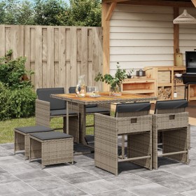 Garten-Essgruppe 9-teilig und graue synthetische Rattankissen von vidaXL, Gartensets - Ref: Foro24-3277909, Preis: 469,99 €, ...