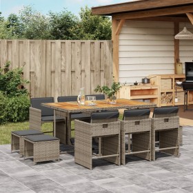 Garten-Essgruppe 11-teilig und graue synthetische Rattankissen von vidaXL, Gartensets - Ref: Foro24-3277921, Preis: 642,38 €,...