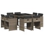 Set comedor jardín 9 pzas y cojines ratán sintético gris de vidaXL, Conjuntos de jardín - Ref: Foro24-3277963, Precio: 535,50...