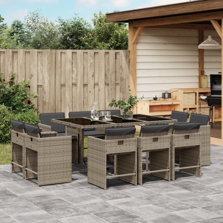 Garten-Essgruppe 11-teilig und graue synthetische Rattankissen von vidaXL, Gartensets - Ref: Foro24-3277975, Preis: 703,99 €,...