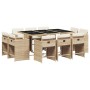 Set comedor de jardín 11 pzas con cojines ratán sintético beige de vidaXL, Conjuntos de jardín - Ref: Foro24-3277977, Precio:...