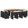 Set de comedor jardín 11 pzas con cojines ratán sintético negro de vidaXL, Conjuntos de jardín - Ref: Foro24-3277982, Precio:...