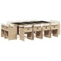 Set comedor de jardín con cojines 13 pzas ratán sintético beige de vidaXL, Conjuntos de jardín - Ref: Foro24-3277989, Precio:...