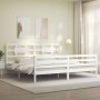 Double bed frame with white solid wood headboard by vidaXL, Beds and slatted bases - Ref: Foro24-3194457, Price: 161,72 €, Di...