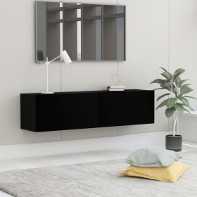 TV wall unit made of black plywood wood, 120x30x30 cm by vidaXL, TV Furniture - Ref: Foro24-801491, Price: 55,41 €, Discount: %