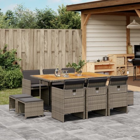 Garten-Essgruppe 11-teilig und graue synthetische Rattankissen von vidaXL, Gartensets - Ref: Foro24-3277741, Preis: 658,99 €,...