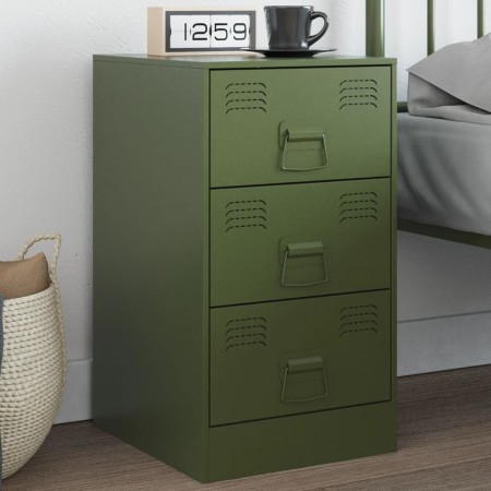 Mesita de noche acero verde oliva 34,5x39x62 cm de vidaXL, Mesitas de noche - Ref: Foro24-841783, Precio: 102,41 €, Descuento: %