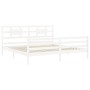 Double bed frame with white solid wood headboard by vidaXL, Beds and slatted bases - Ref: Foro24-3194457, Price: 161,72 €, Di...