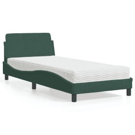 Cama con colchón terciopelo verde oscuro 90x190 cm de vidaXL, Camas y somieres - Ref: Foro24-3208314, Precio: 252,99 €, Descu...