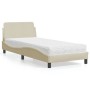 Cama con colchón tela color crema 90x190 cm de vidaXL, Camas y somieres - Ref: Foro24-3208309, Precio: 254,10 €, Descuento: %