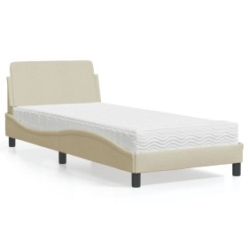 Bed with cream fabric mattress 90x190 cm by vidaXL, Beds and slatted bases - Ref: Foro24-3208309, Price: 254,39 €, Discount: %