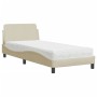 Bed with cream fabric mattress 90x190 cm by vidaXL, Beds and slatted bases - Ref: Foro24-3208309, Price: 254,10 €, Discount: %