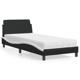 Bed with black and white synthetic leather mattress 80x200 cm by vidaXL, Beds and slatted bases - Ref: Foro24-3208302, Price:...