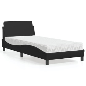 Bed with black synthetic leather mattress 90x200 cm by vidaXL, Beds and slatted bases - Ref: Foro24-3208337, Price: 234,86 €,...