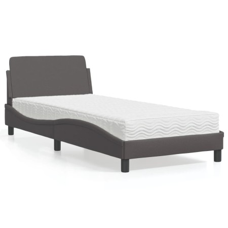 Bed with gray synthetic leather mattress 80x200 cm by vidaXL, Beds and slatted bases - Ref: Foro24-3208300, Price: 230,34 €, ...