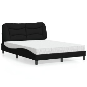 Cama con colchón tela negro 140x190 cm de vidaXL, Camas y somieres - Ref: Foro24-3208529, Precio: 386,99 €, Descuento: %