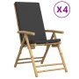 Folding bistro chairs with cushions 4 pcs dark gray bamboo by vidaXL, Garden chairs - Ref: Foro24-3208929, Price: 413,66 €, D...