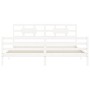 Double bed frame with white solid wood headboard by vidaXL, Beds and slatted bases - Ref: Foro24-3194457, Price: 161,72 €, Di...